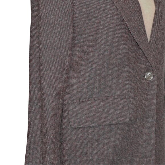 Vintage Ports International Pure New Wool Grey/ Burgundy Tweed Blazer Size S - Picture 4 of 12
